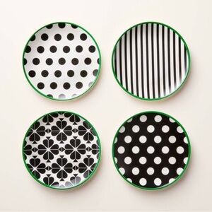 4pc Melamine Salad Plate Set Black/Cream/Green - Kate Spade New York x Target